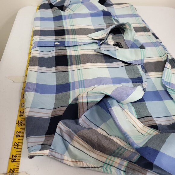 Talbots Women Plaid Button Up Career Top Size 3X Blue Long Sleeve Office Capsule - Picture 6 of 9